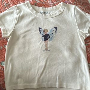 Brandy Melville I don’t care butterfly baby tee